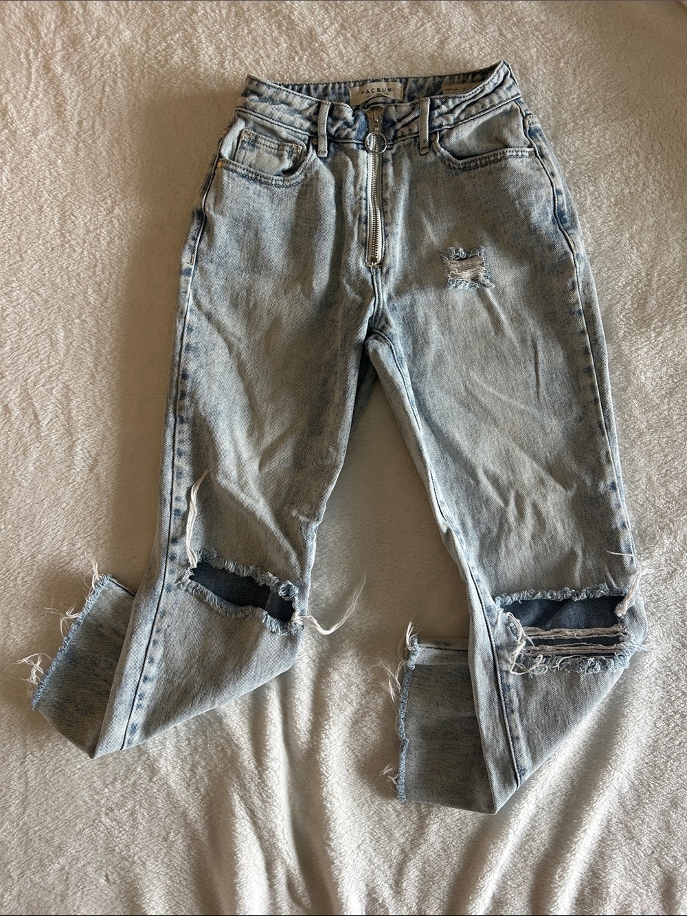 PacSun Light Blue Distressed Boyfriend Jeans with Knee Rips